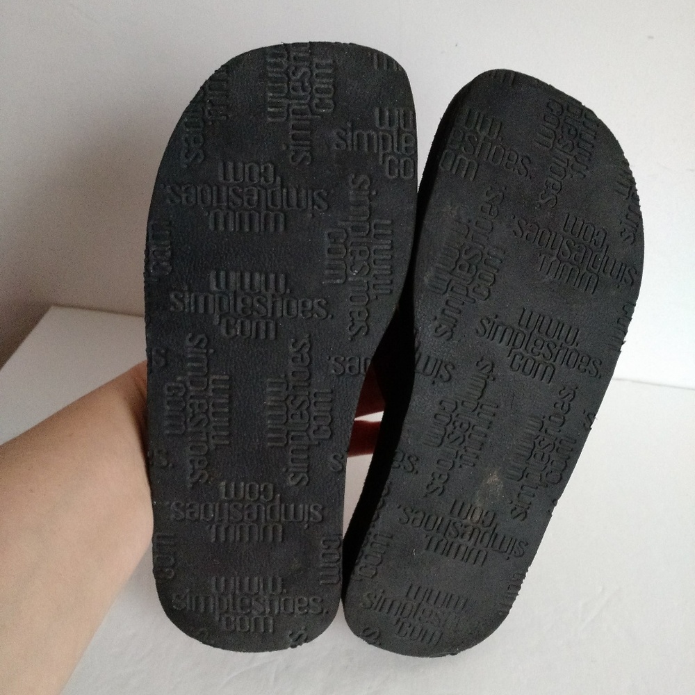 SIMPLE brand genuine leather flip flops Burgundy - Picture 4 of 7